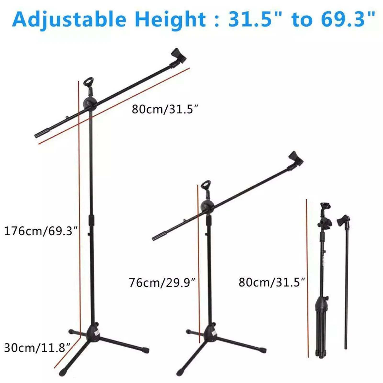 

New FS-002 Adjustable Folding Tripod Boom Microphone Mic Stand