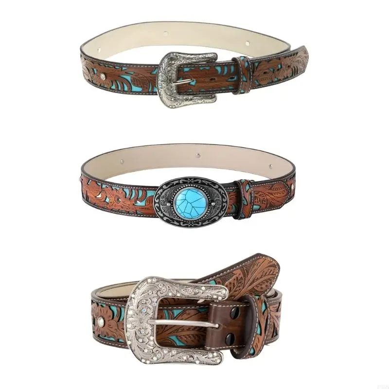 P88b Belt Belt Belt Vintage Western Belt Cowboy Belts สำหรับผู้ชาย Western