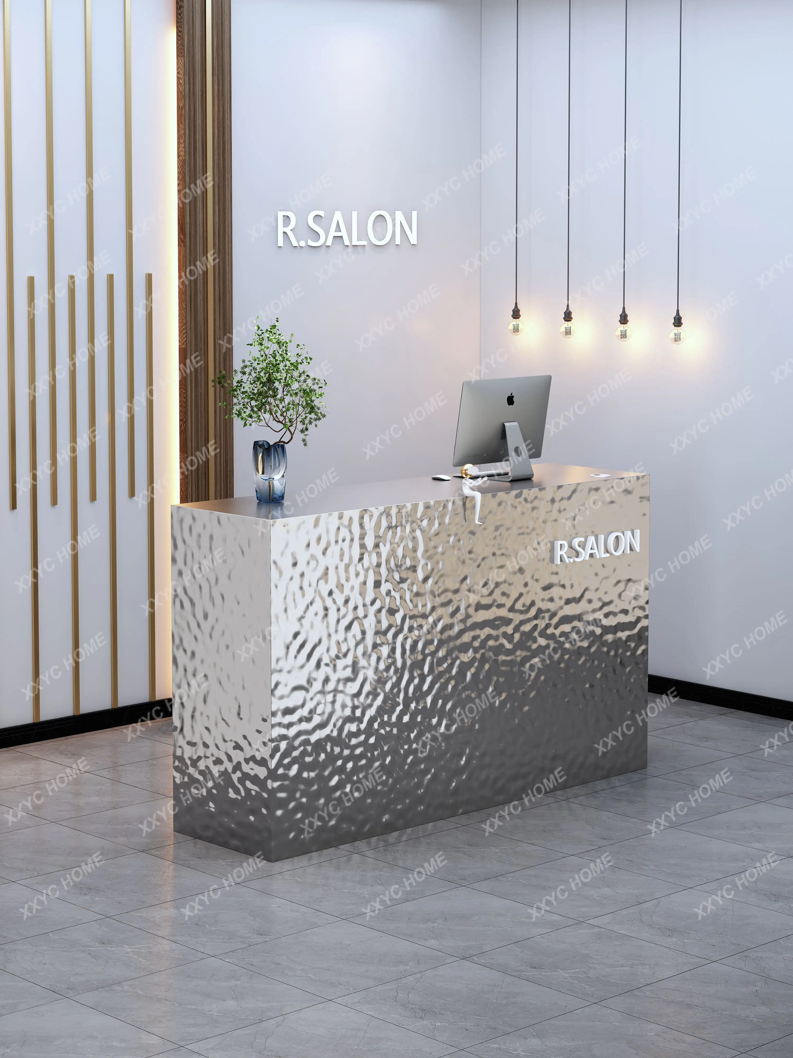 Stainless steel store small checkout page simple modern company front desk