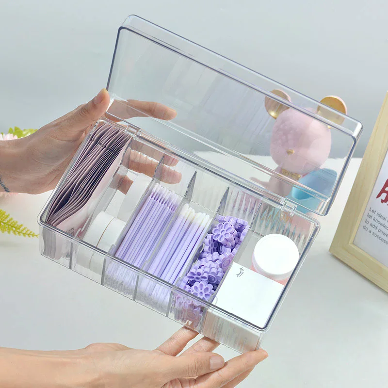 

Eyelash Extension Tool Storage Box With Cover Lash Accessories Lashes Glue Tweezer Holder Organizer Acrylic Transparent Box