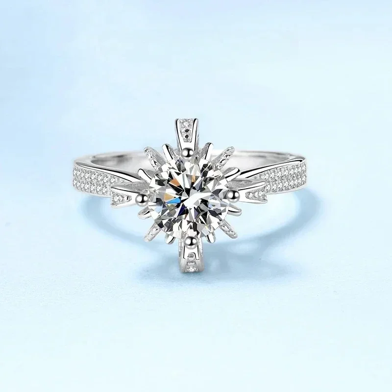 

Fine Jewelry Women Crown Ring PT950 Platinum Moissanite VVS1 DColor 1CT Classic Brilliant Wedding for Fiancee Original Certified