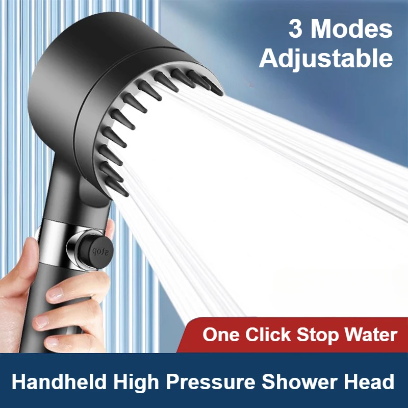 

Насадка для душа высокого давления, 3 режима, регулируемый спрей с массажной щеткой, фильтр, смеситель для дождевого душа, аксессуары для ванной комнаты