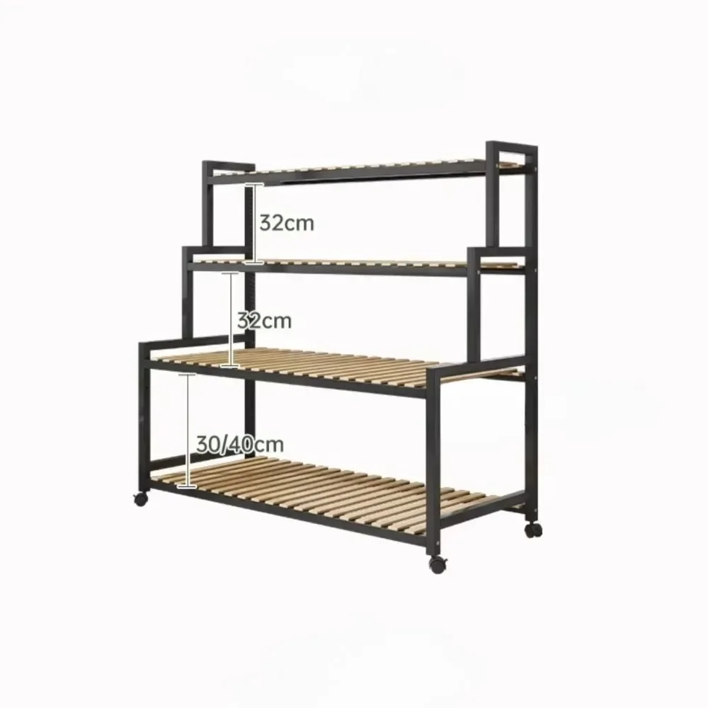 Picture 7: Mobile Flower Rack White With Wheels Floor Stand Indoor Layered Shelf Mobile And Detachable Adjustable Plant Flower Basin Rack