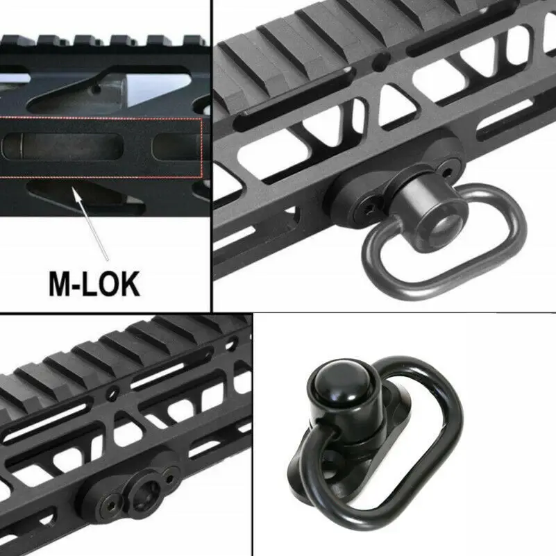 Mlok-QD Sling Mount Mlok Rail, Quick Detach, Botão, adaptador giratório Stud, acessório de caça Gun Acessórios, 1,25"