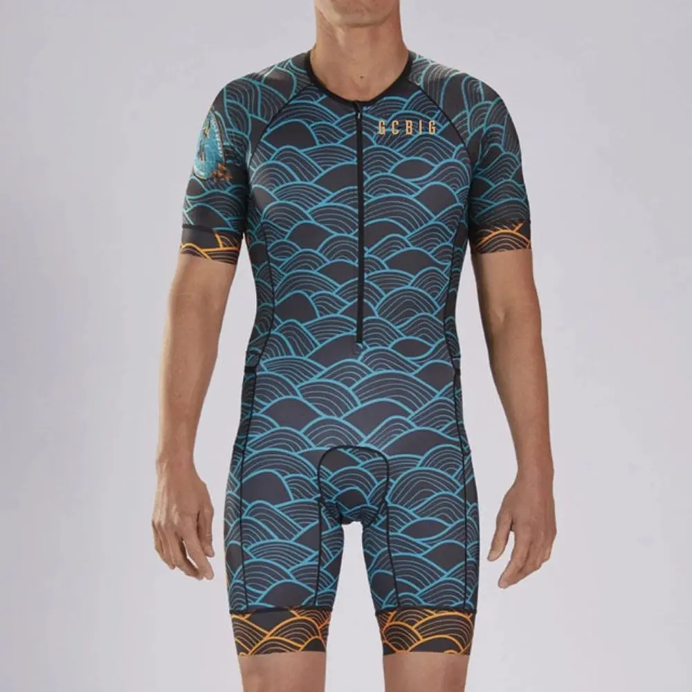 GCBIG-Short Sleeves Triathlon Jersey Suit for Men, Bike Kit, Cycling, Speed Suit, Jumpsuit, Ciclismo, Swimming Skinsuit