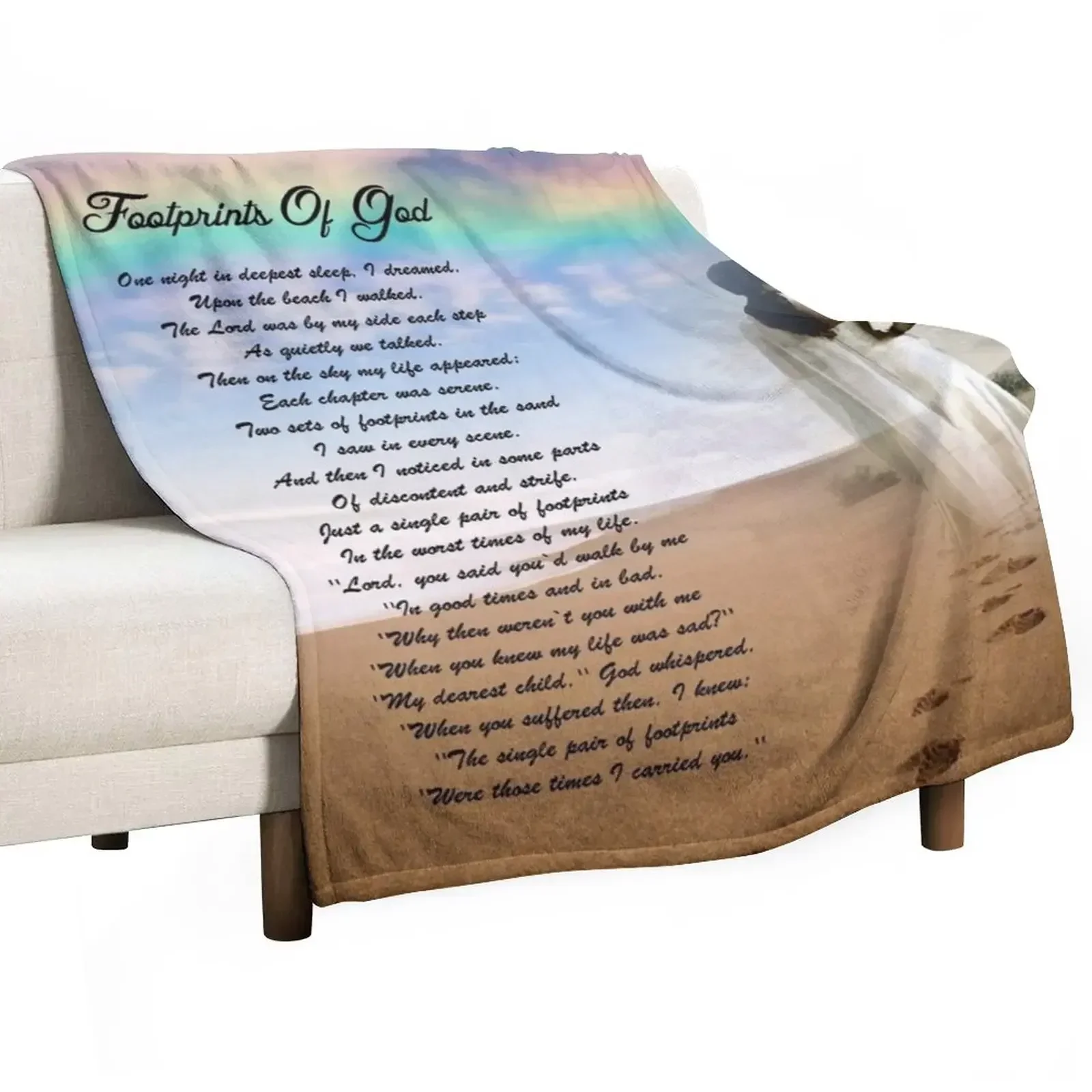 New Footprints of God Beach Scene Throw Blanket Flannels Kid'S Blankets