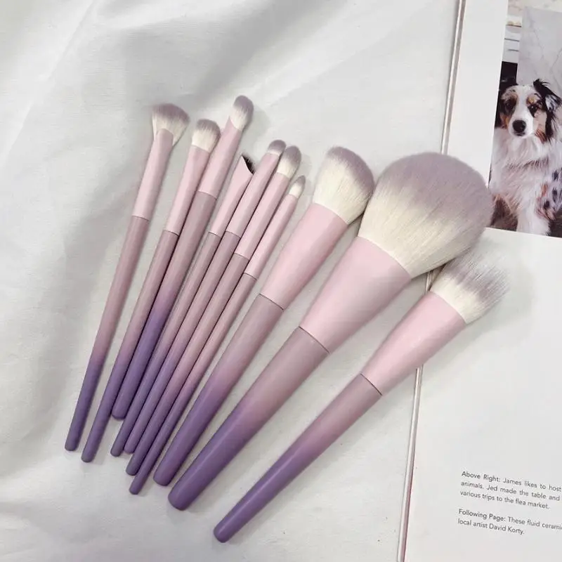 10-teiliges lila Make-up-Pinsel-Set, loser Puderpinsel, Lidschattenpinsel, komplettes Set Beauty Tools Concealer-Pinsel