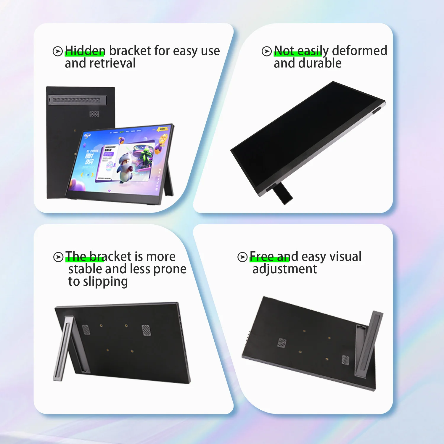شاشة AHXJKA 15.6 بوصة لاسلكية محمولة تعمل بالواي فاي تدعم النسخ المتطابق للهاتف Miracast لأجهزة الكمبيوتر المحمولة XBox PS4 / 5 Switch