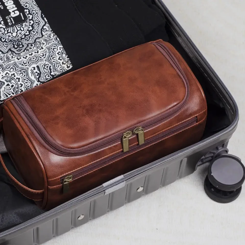 NEUE Leder-Toilettentasche für Herren und Damen, Dopp Kit, Hängende Herren-Kulturtasche, Reisetasche für unterwegs, Große Kosmetiktasche für T – Detail 14