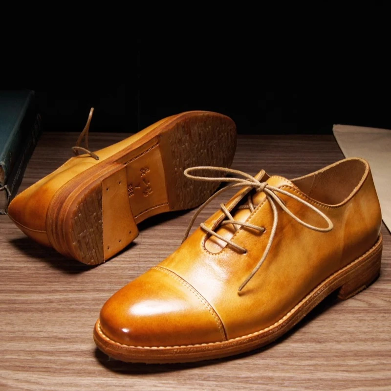 

British Style Men Dress Shoes Luxury Premium Wedding Genuine Leather Thick Sole Casual Business Office Oxford Shoes Male