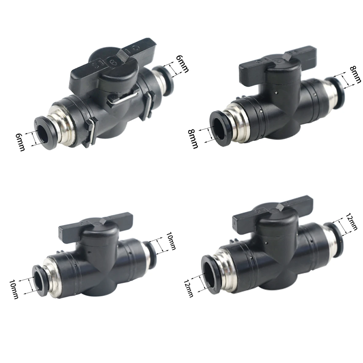 6MM 8MM 10MM 12MM Manual switch Valve Pneumatic Air Pipe Quick Connector Ball Valve Misting System Fittings 1 Pcs