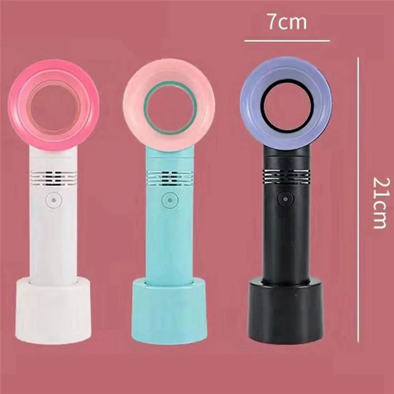 Mini ventilador de mano recargable, batería pequeña, sin aspas, portátil, para viajes, Camping, dormitorio y escritorio, negro