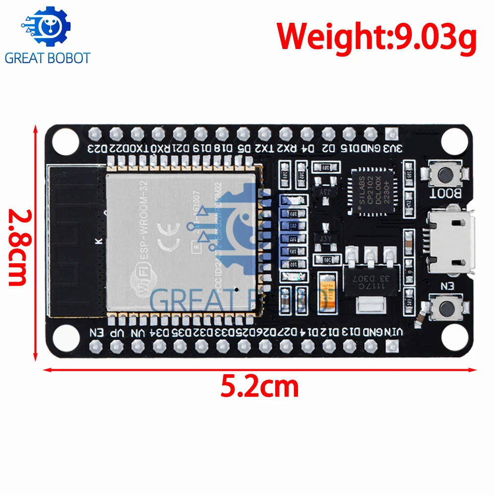 BS 1PCS ESP32 Development Board WiFi+Bluetooth Ultra-Low Power Consumption Dual Core ESP-32 ESP-32S ESP 32 Similar ESP8266