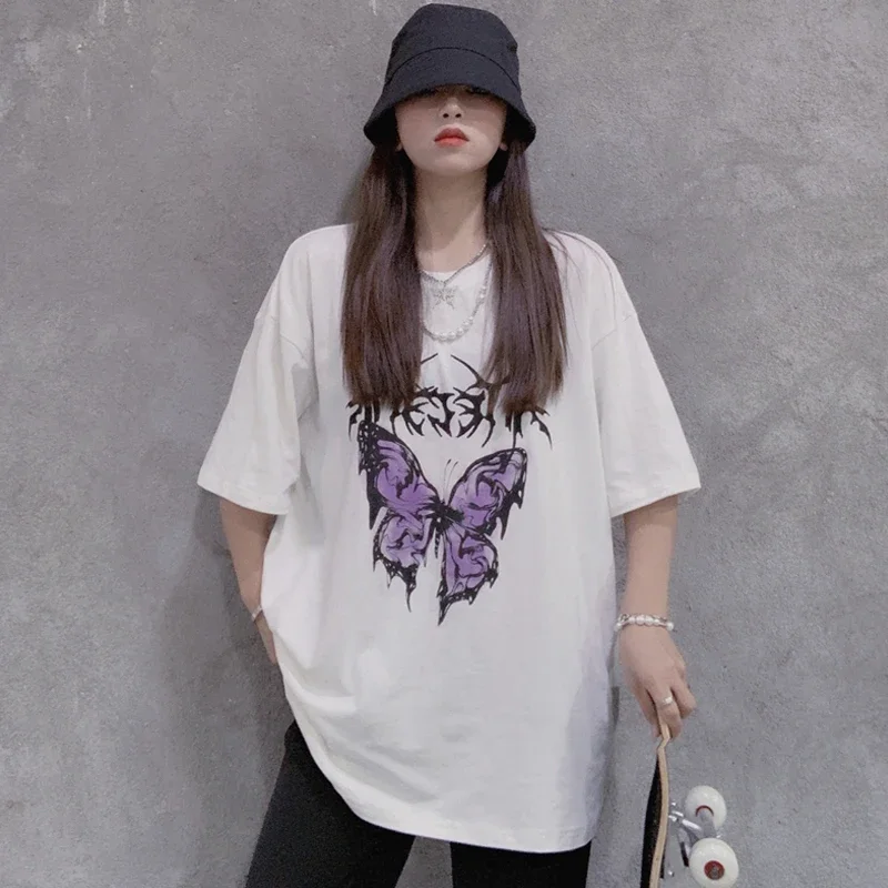 

Butterfly Print Women's T-shirts Top Female T-shirt Harajuku Shirt Vintage Clothes Casual Short Sleeve Ladies Shirts