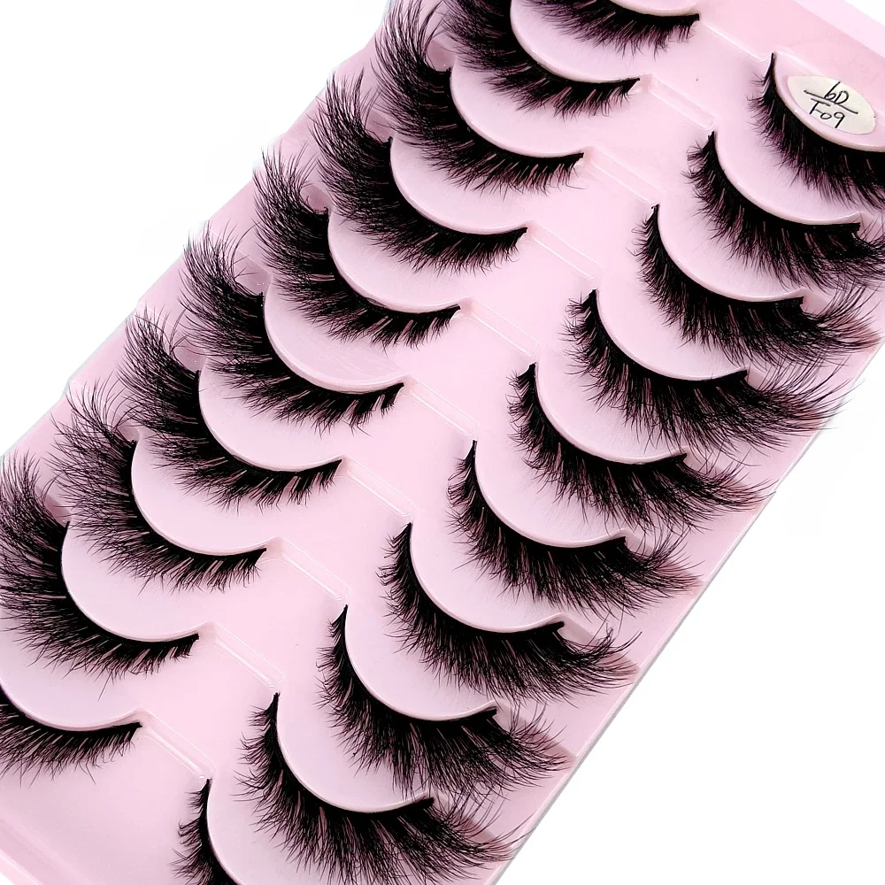HBZGTLAD Wimpern 10 Paar Multipack Katzenaugen-Wimpern mit Wispy-Enden, verlängerte, dicke Nerzwimpern, flauschige, natürliche, lange, kurze Kunstwimpern