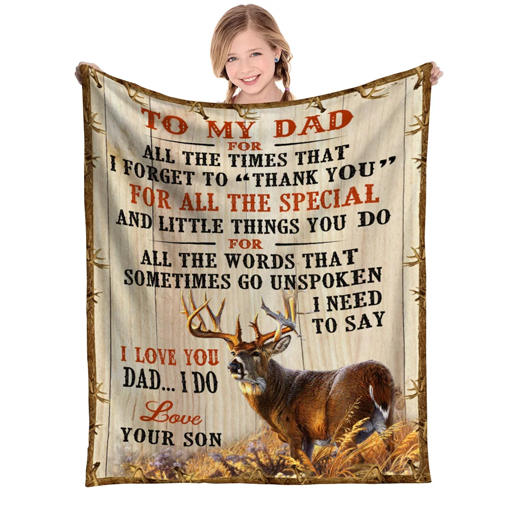 

Blanket for my dad Personalized deer Thank you for always accompanying me with a custom-named Christmas present