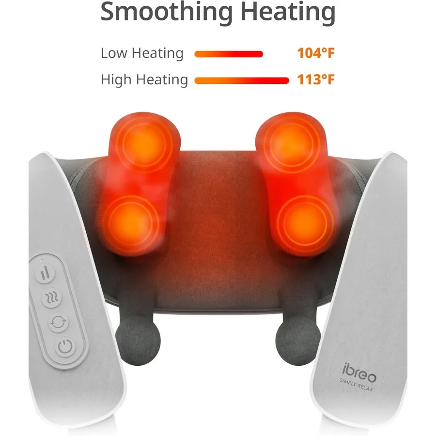 Massaggiatore Shiatsu senza fili per collo e schiena con calore per alleviare il dolore: 10 minuti x 12 usi 3 modalità di massaggio 2 livelli di intensità 3D Knea