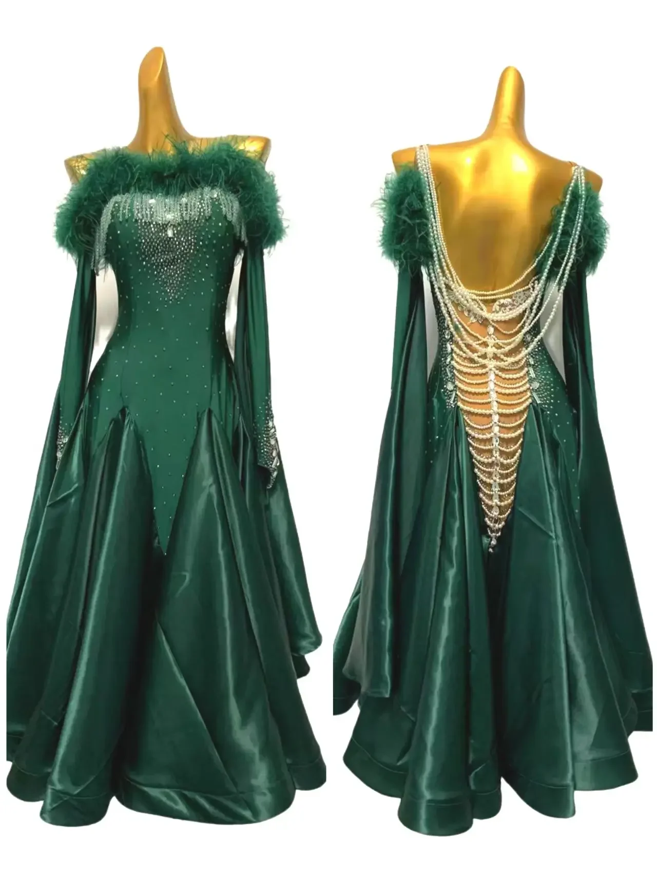 

WHYNOT DANCE Feather Customized Ballroom Waltz Standard Dance Dress Competition Costume Mermaid Hip Free Shipping