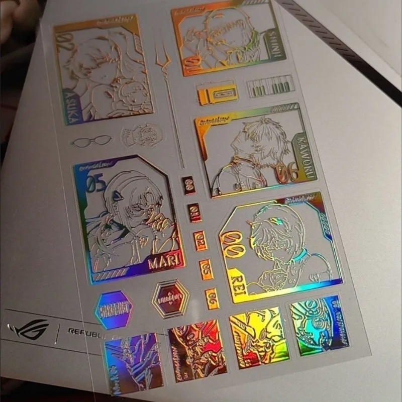 

Neon Cute Genesis Classic Evangelion Anime Peripheral Laser Holographic Stickers Cute Scrapbooking DIY Decorative Stickers