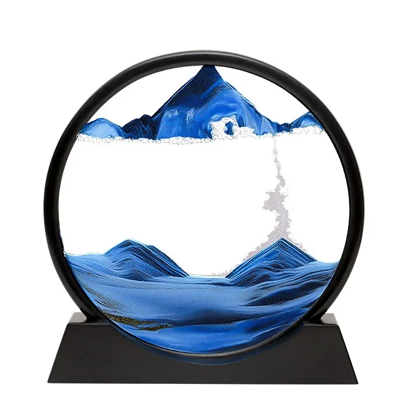 

3D Moving Sand Art Nordic Creative Oranment Liquid Hourglass Flowing Sand Sandscape Round Quicksand Painting Home Decor Gifts