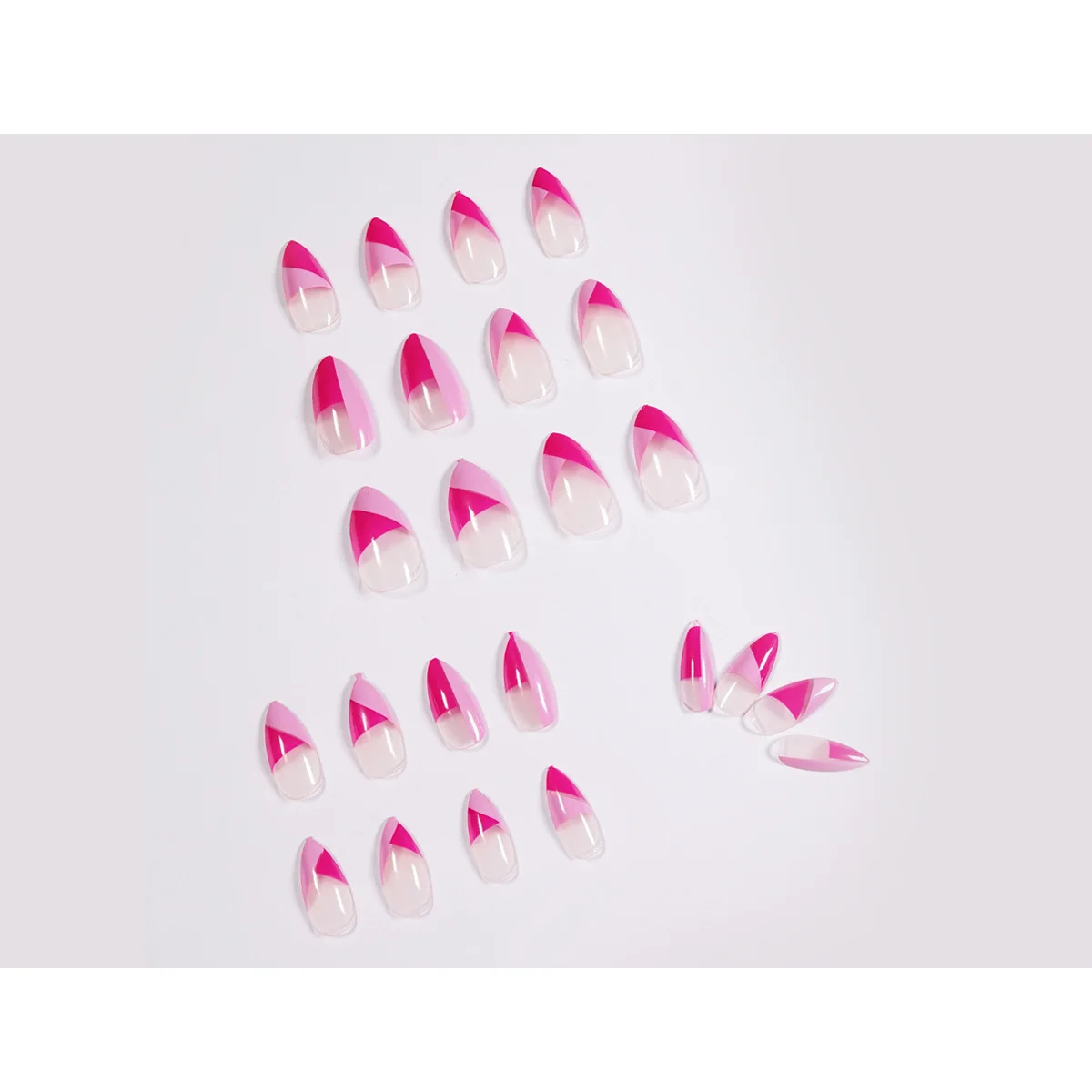 24 قطعة من أظافر صناعية باللون الأحمر الوردي الفرنسي يمكن ارتداؤها على الأظافر الصلبة #3