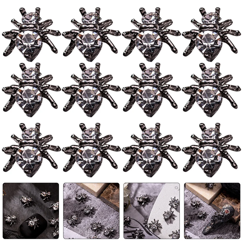 

20Pcs Spider Nail Charms Alloy Lightweight 3D Nail Art Decorations for Halloween Party Birthday Nails Jewelry Halloween Charms