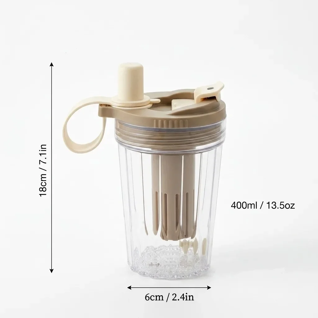 400ML Plastic Waterbeker met Rietje en Zeef, Draagbare Tumbler, Hittebestendige, Afgesloten Melk- en Koffiemok voor Kinderen en Studenten