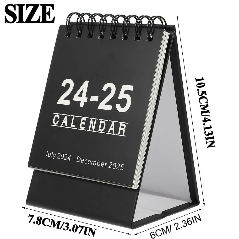 Creative 2024-2025 Calendar Simple Thick Paper Standing Flip Calendar To Do List Pocket Mini Desktop Calendar