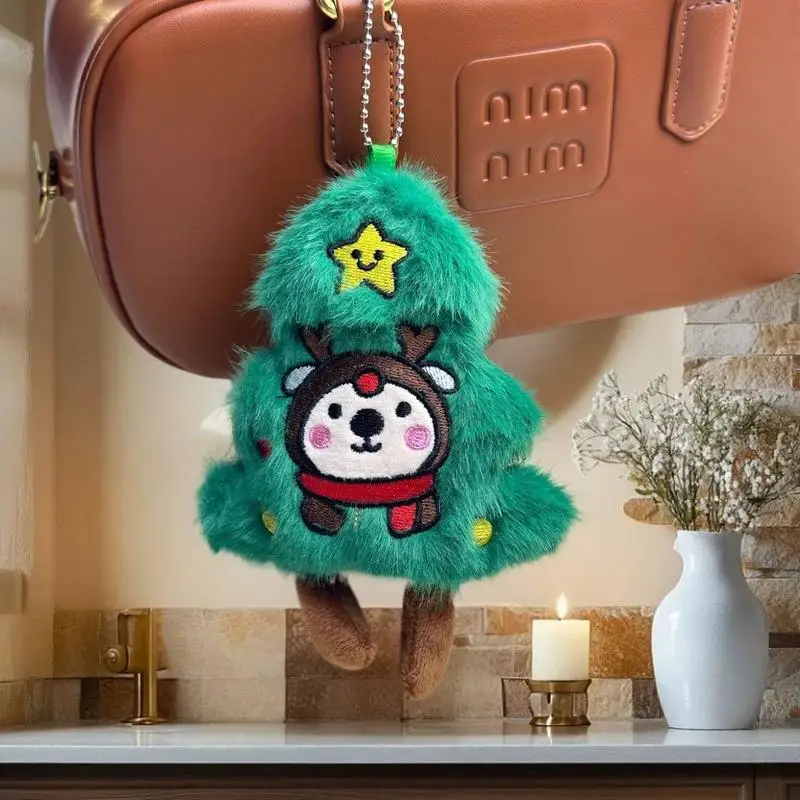 Leuke cartoon pluche kerstboom pop hanger creatieve rugzak hangend ornament decoratief