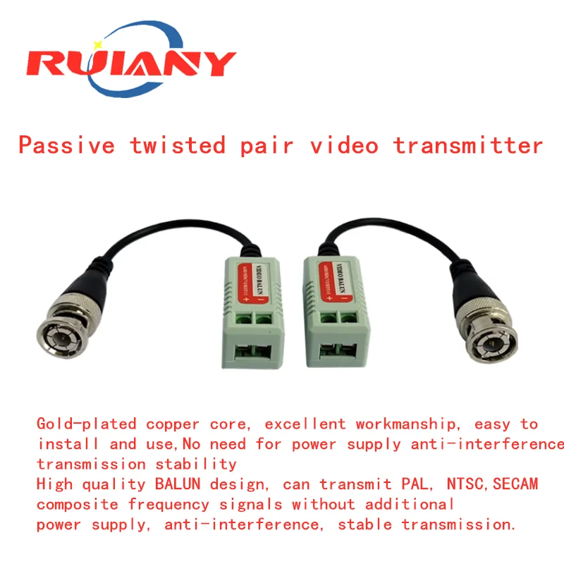 

The monitoring passive twisted pair transmitter connects to the network cable BNC Q9 analog /CVI/AHD/TVI video connector