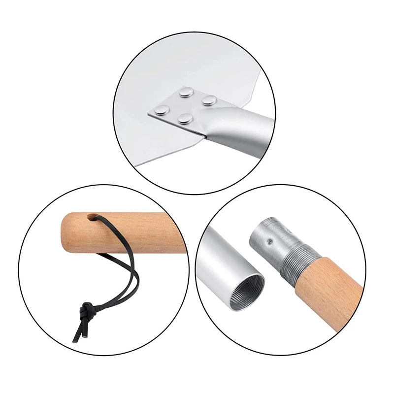 Square Pizza Peel Aluminum Pizza Pusher with Wooden Handle Bread Pusher the Pizza Base - Pizza Lifter Bread Pusher