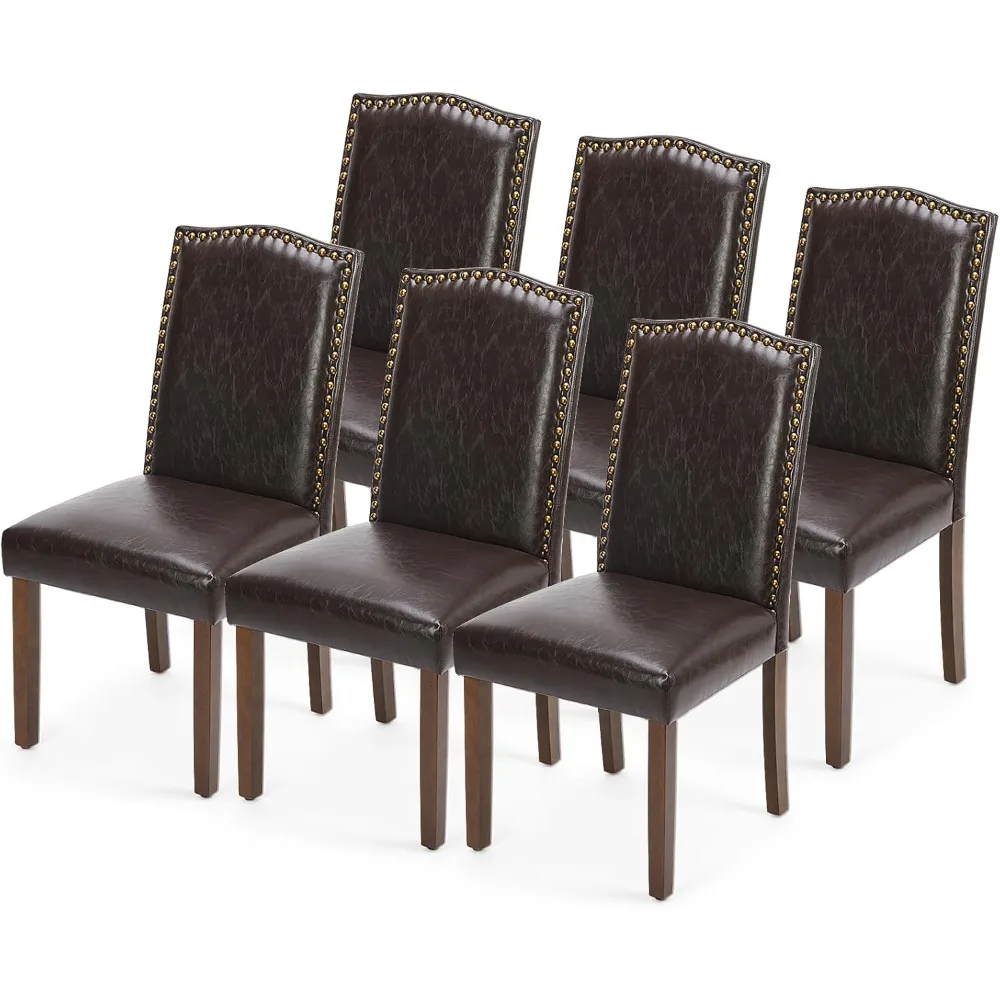 

Dining Chairs Set Of 6, Moden Pu Leather Kitchen Table Chairs With Wooden Legs And Padded Seat For Dining Room/kitchen/living R