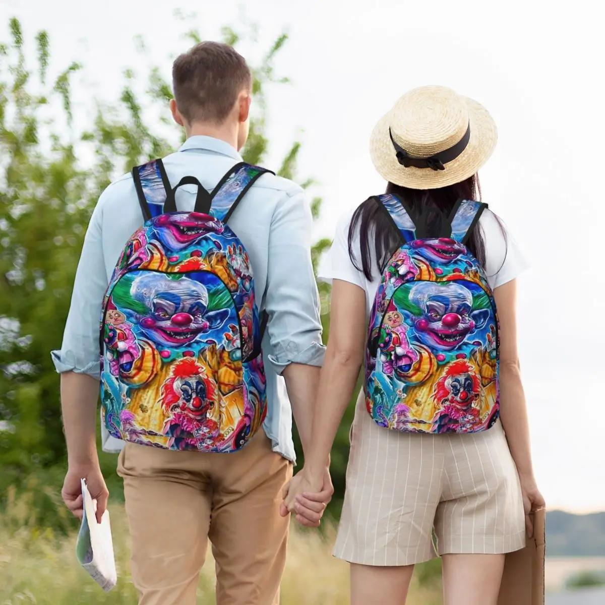 Killer Klowns From Outer Space Funny Horror Movie Backpack School Bag Hiking Travel Daypack for Men Women Bookbag Shoulder Bags