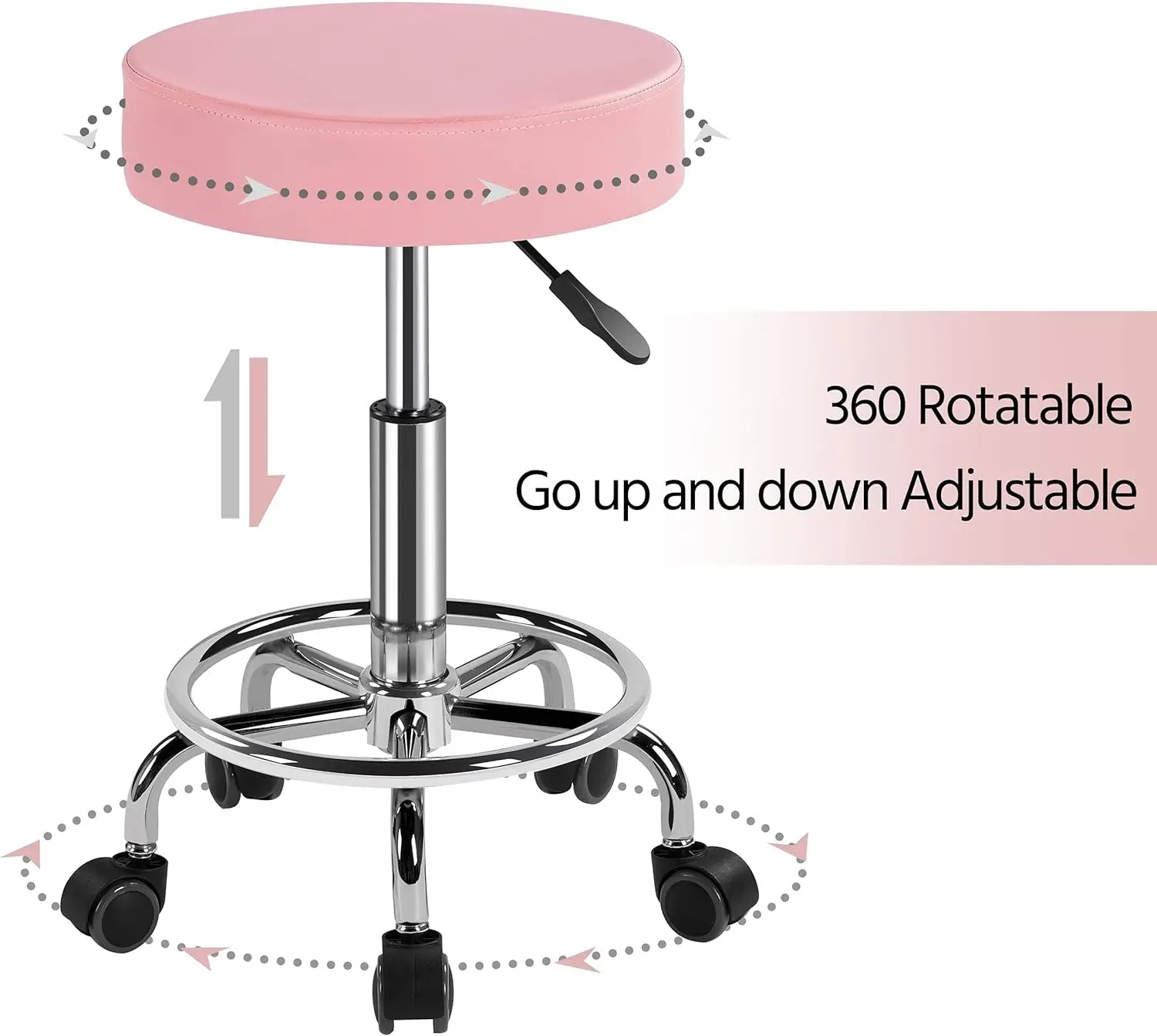 Rolling Swivel Salon Stool Hydraulic Height Adjustable Salon Spa Tattoo Massage Facial Stool Chair with Wheels