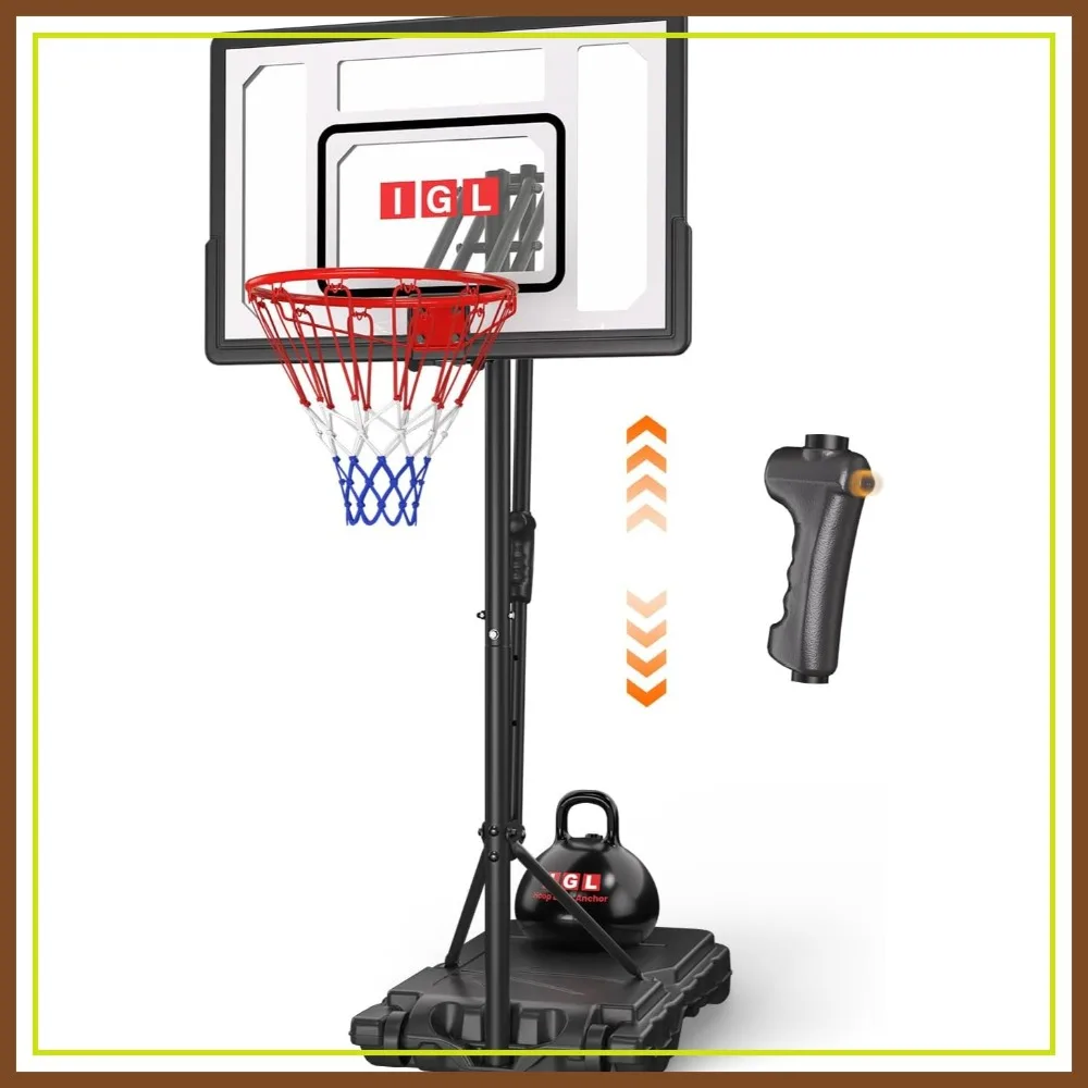 

Adjustable 4-8.5ft Basketball Hoop, 33" Shatterproof Backboard, Fillable Base & Extra Anchor, Portable with Wheels