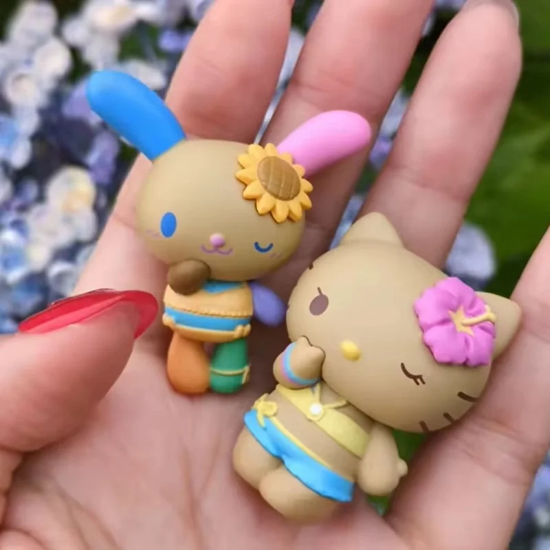정품 반다이 가샤폰 산리오 캐릭터 여름 휴가 헬로 키티 쿠로미 멜로디 다니엘 장난감 선물 수집용 모델 장식품