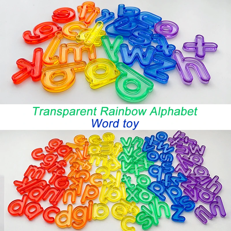 Juego de matemáticas con palabras de ortografía alfanumérica transparente, juguete educativo de aprendizaje aritmético con letras mayúsculas/minúsculas de arcoíris en inglés