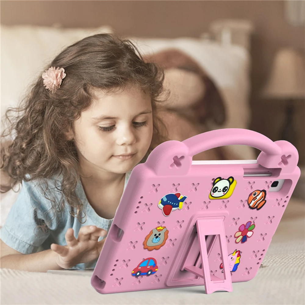 Cartoon Kids Tablet Case for Samsung Galaxy Tab S7 S8 S9 S11 A9 A11 Plus S6 A7 S10 Lite Cover Shockproof Strap With A Bracket