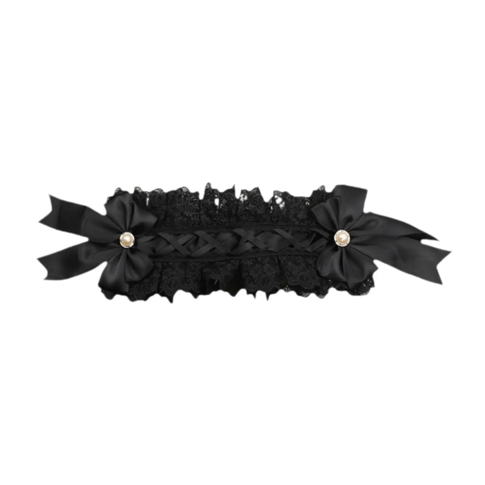 Lolita Headband para Sweet Girls, Headwear para Cosplay, Black Lace Hair Hoop, Headband com babados, Headwear para mulheres