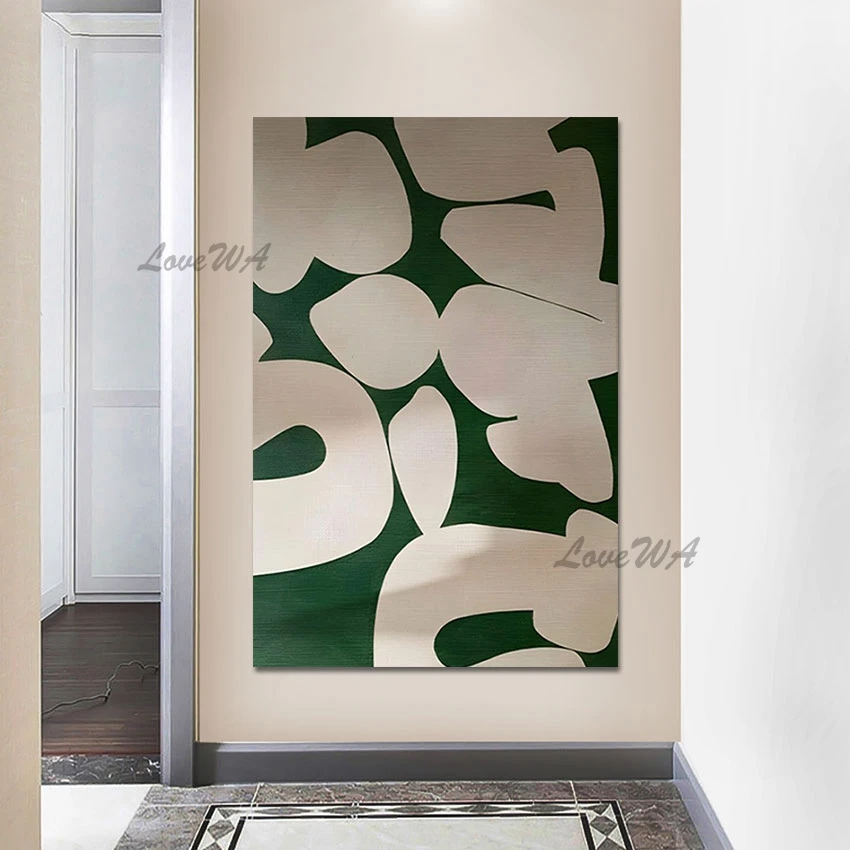 Home Goods Wall Art Oil Painting, Decor Picture, Abstract Green Acrylic Textured, Frameless, Modern Custom Canvas Artwork Gifts