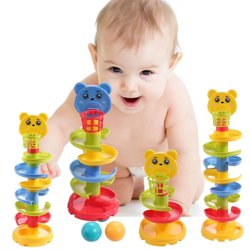 Baby Track Rolling Ball Mental Sliding Ball Tower Puzzle Track Turn Around Education Assembling Toy Gift Stacking Toy for Kids