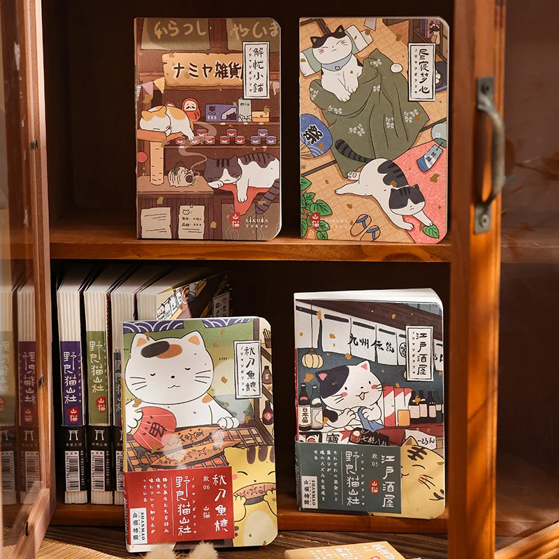 160pcs Pocket notebook, Nonohara Cat Mountain Society Series, Ancient Early Days Series, Cat Student Mini Memoir, Handbook