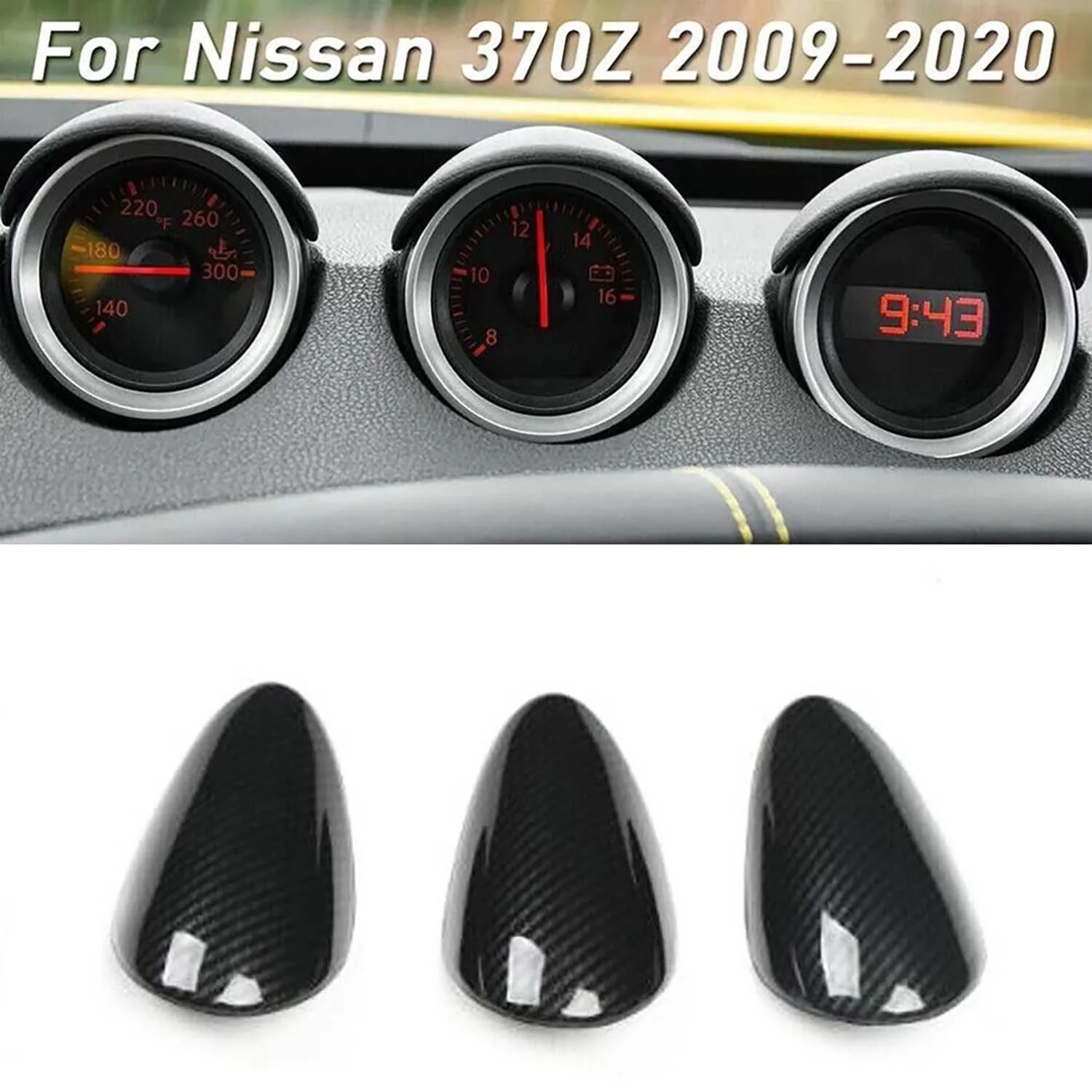 

3Pcs ABS Carbon Fiber Pattern Interior Gauge-Pad Cover Trim For Nissan 370Z 2009-2020 Auto Interior Accessories