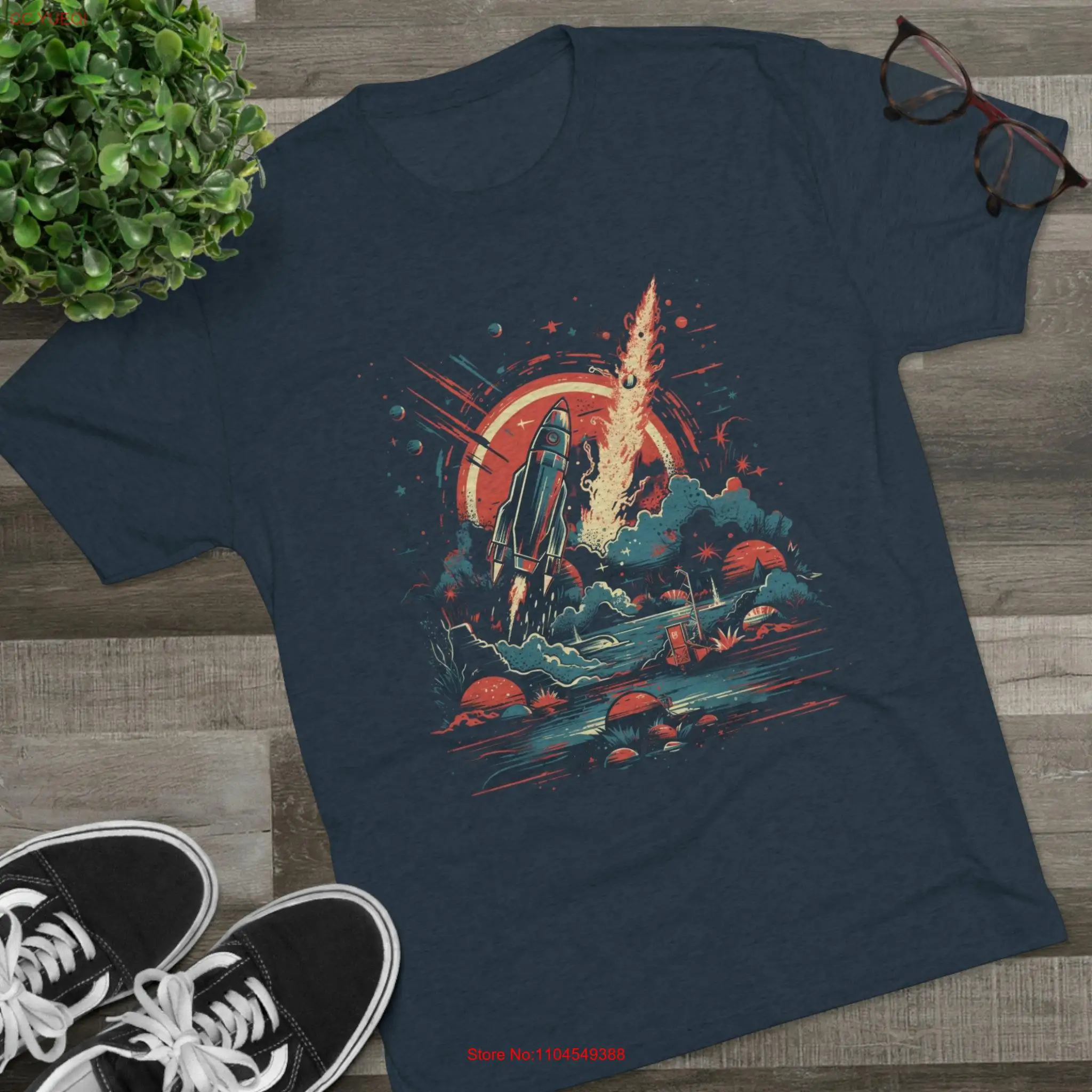 

Galactic July Fourth 4th of Tri Blend Crew T Shirt long or short sleeves