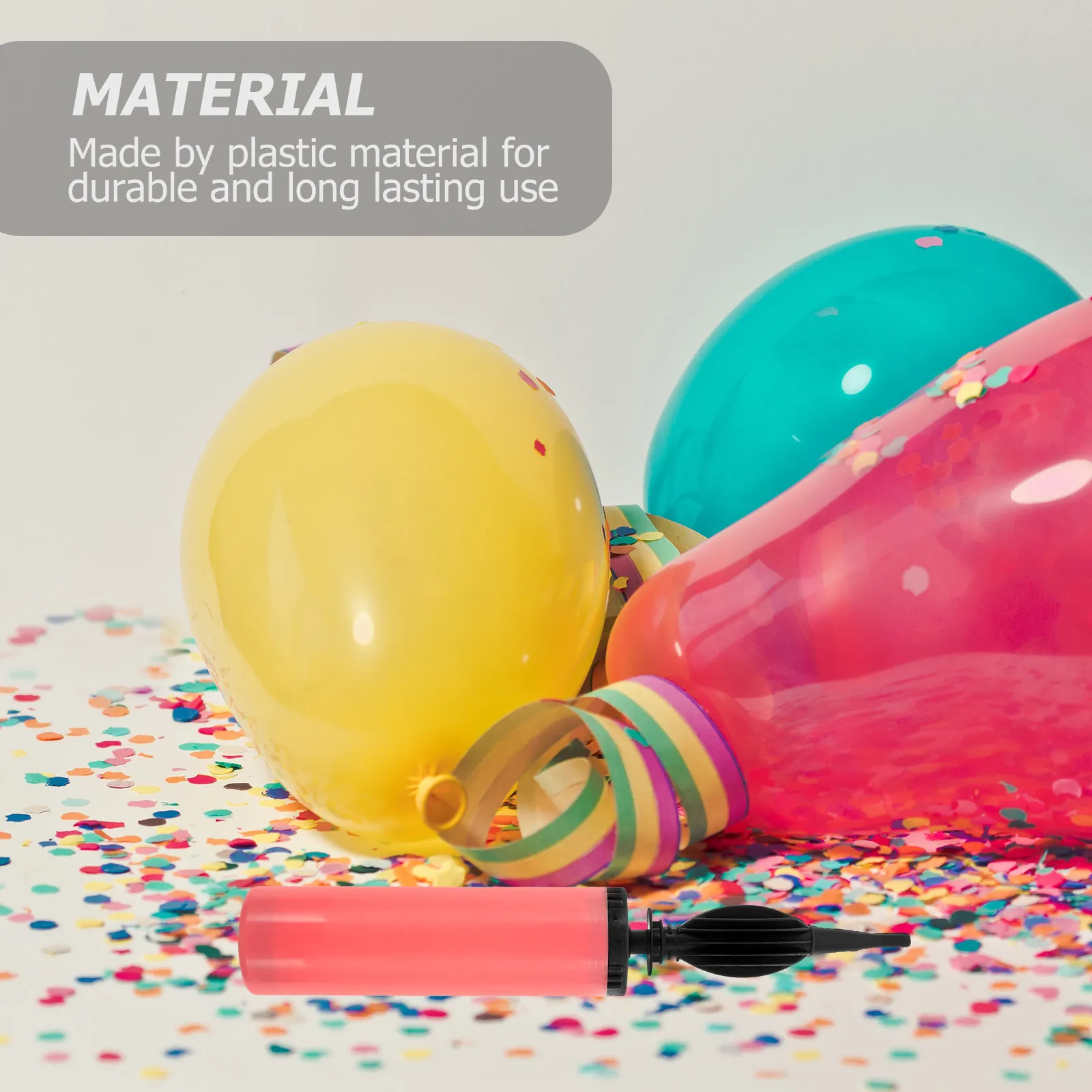 

4Pcs Double Intake Balloon Pump Hand Air Inflator Flat Mouth Plastic Durable Easy to Use for Parties Science Experiments Gifts