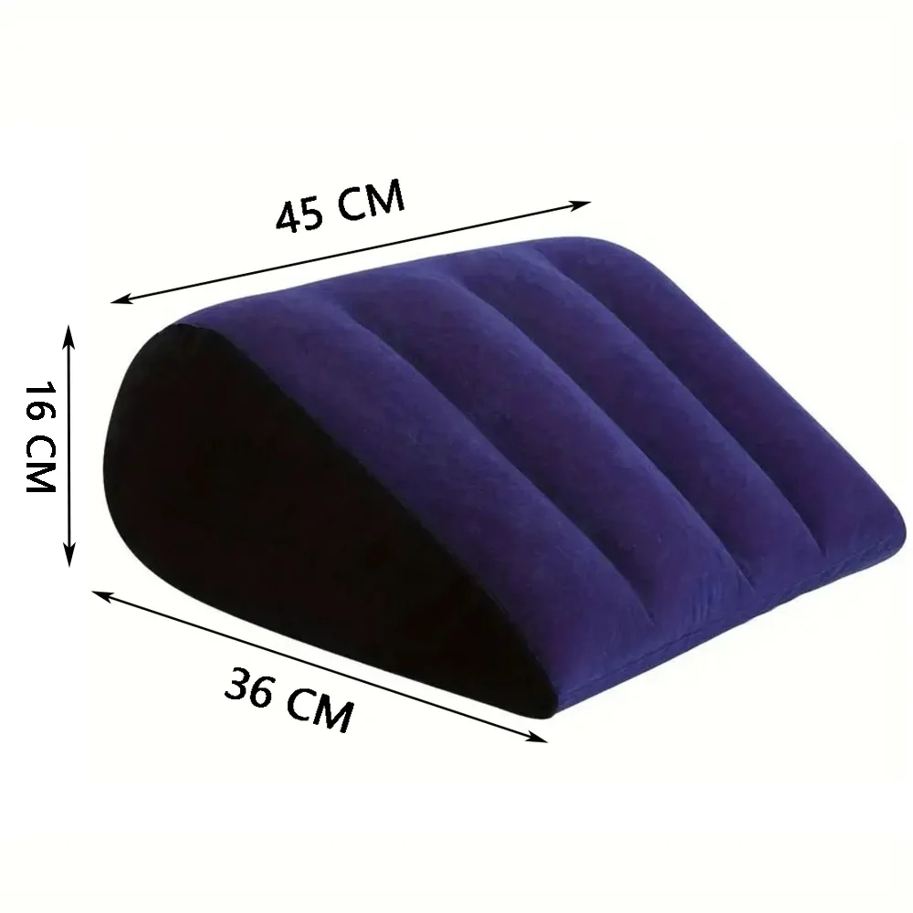 Gifts PVC Flocking Silicone Pillow Triangle Cylinder Wedge Inflatable Magic Cushion Soft Blue+Black Relax Cushion Home