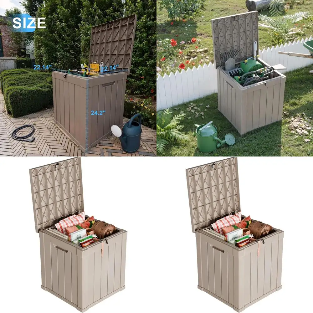 

Ящик для хранения на открытом воздухе с замком, 50 галлонов - устойчивый к погодным условиям и УФ-излучению, для террасы, патио, сада и принадлежностей для бассейна (серый)