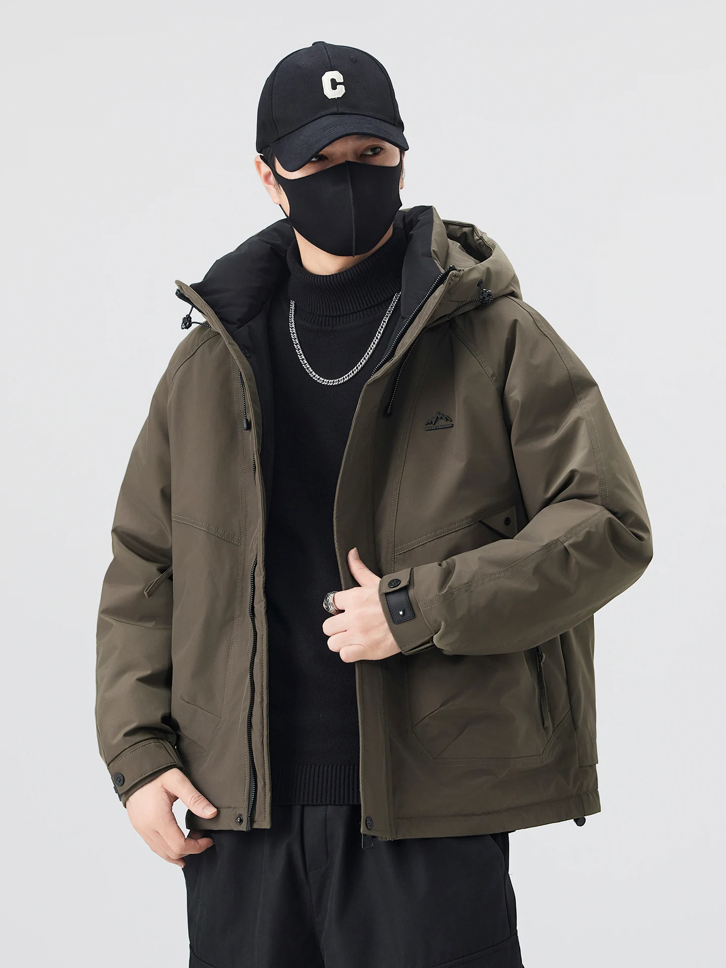 

Мужская зимняя утепленная белая пуховая куртка с капюшоном, ветрозащитная, теплая, на молнии, повседневная модная куртка для активного отдыха