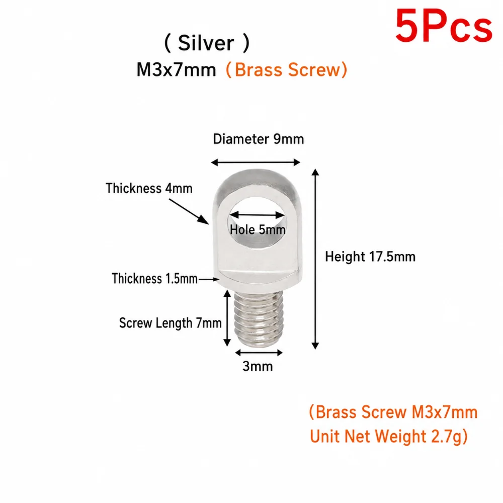 5Pcs M3-M10 Brass Eye Bolts Copper With Hole Copper Lifting Eye Screws Brass Copper Posts Fasteners