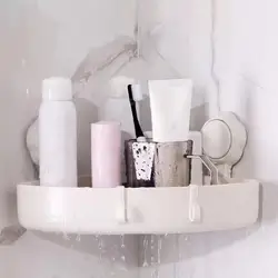 1 Set Corner Storage Rack Suction Cup Corner Shower Storage Box Removable Wall Shelf Shower Gel Tray With Hook For Home Bathroom